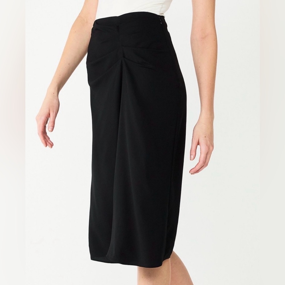 Nine West Black Ruched Front Midi Skirt